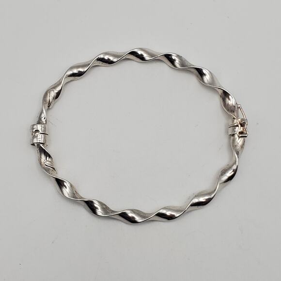 Dyadema 925 Sterling Silver Bangle Bracelet Hinged 6.75” Spiral Twist Oval Italy - Picture 1 of 7